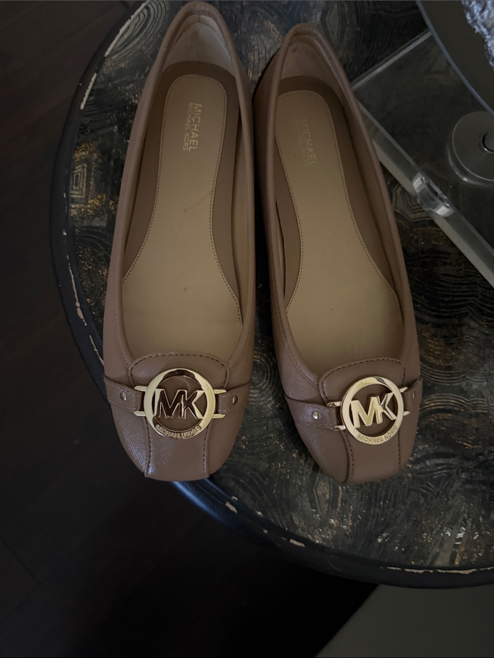 MICHAEL Michael Kors Women's Brown Leather Ballet Flats